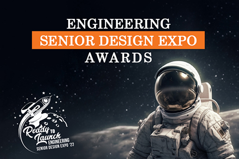 Awards banner featuring person in spacesuit