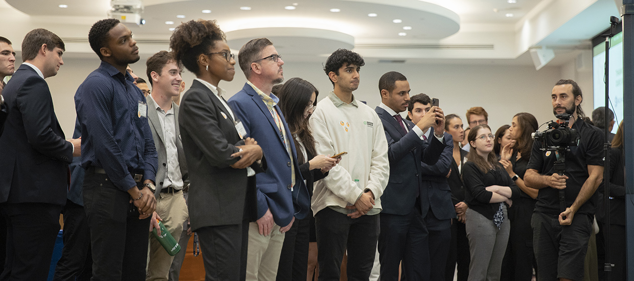 Students gather at the Senior Design Expo