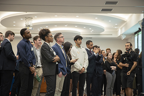 Students gather at the Senior Design Expo